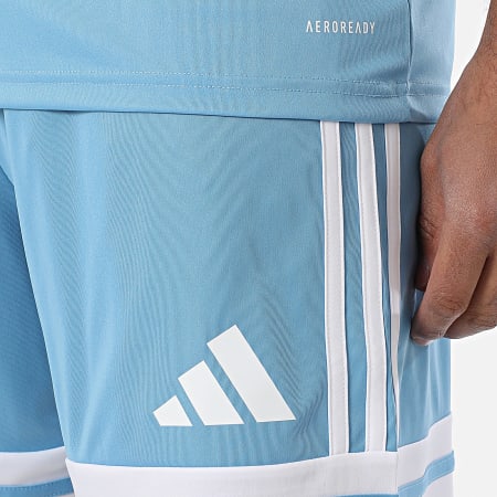 Adidas Sportswear - Ensemble Tee Shirt A Bandes Et Short Jogging JG5828 JH3407 Bleu Clair Blanc